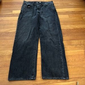 Levi's Wellthread Ribcage Straight Jean in Washed Black